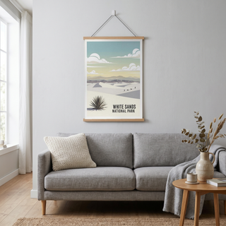 White Sands National Park Poster — Vintage New Mexico Gypsum Dunes Sledding Print