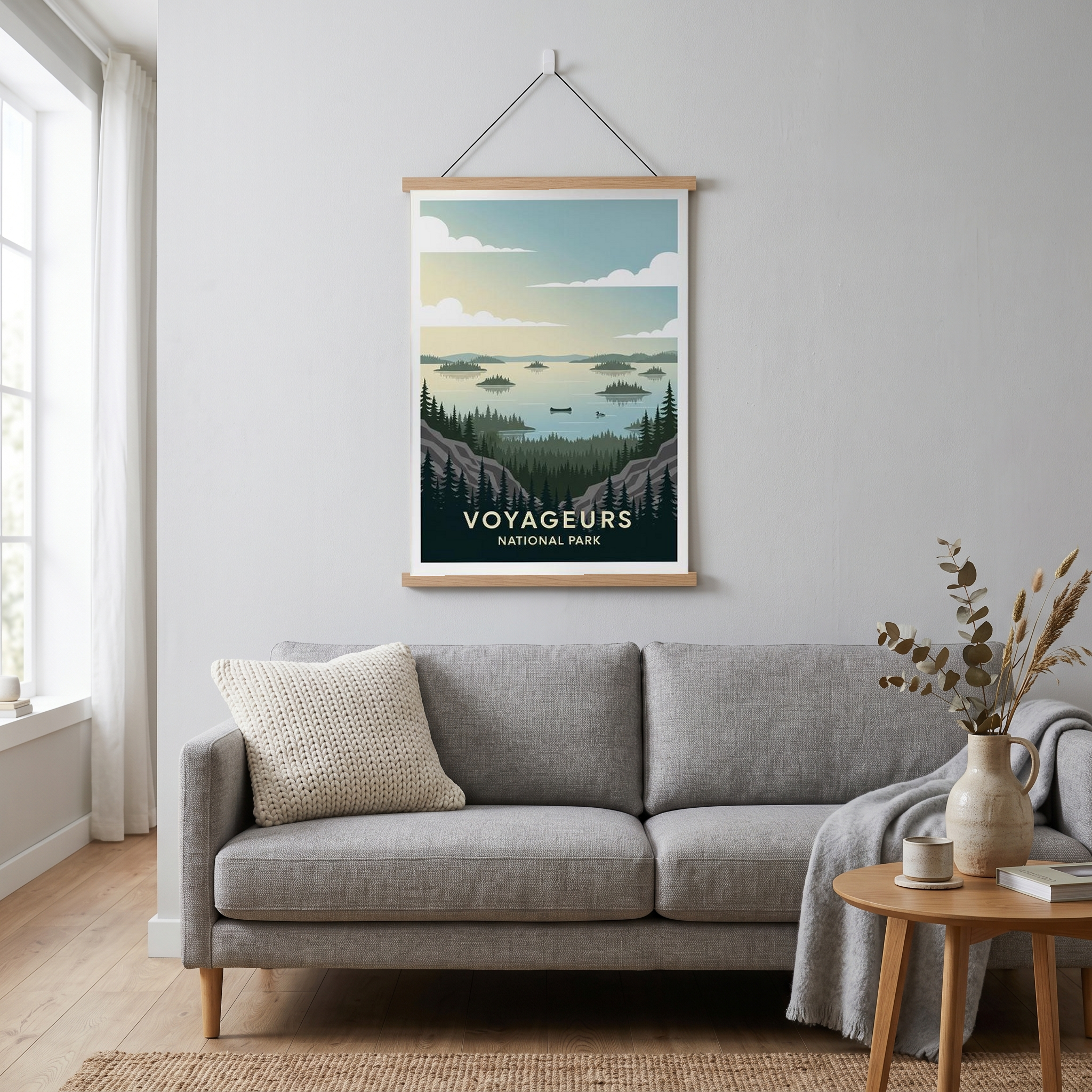 Voyageurs National Park Poster — Vintage Minnesota Canoe Lake Print