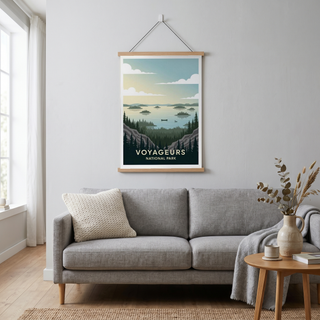 Voyageurs National Park Poster — Vintage Minnesota Canoe Lake Print
