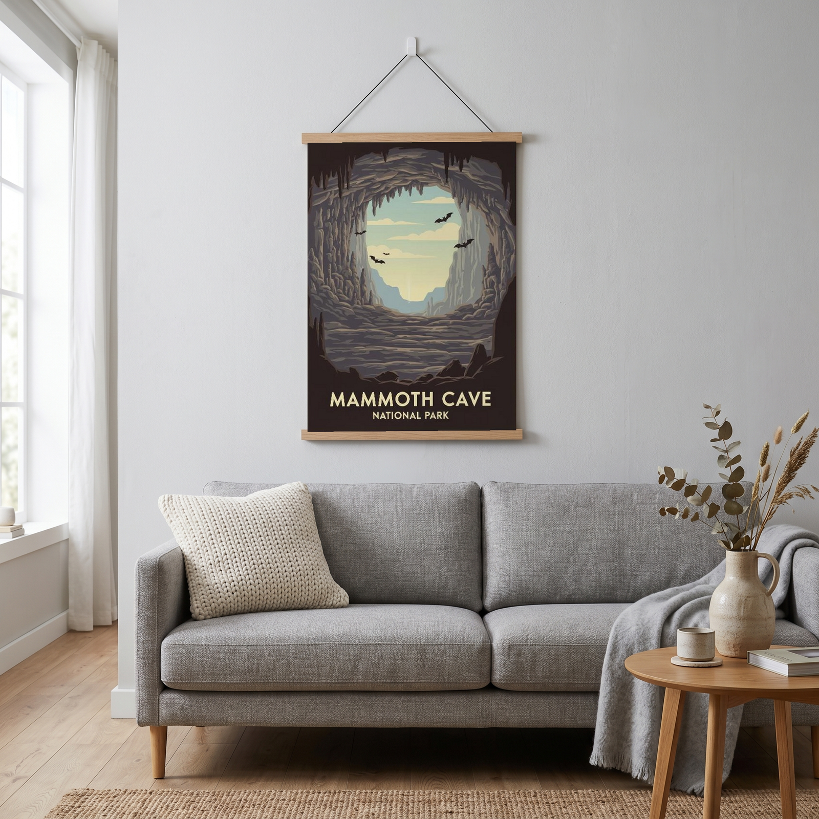 Mammoth Cave National Park Poster — Vintage Kentucky Cave Bat Print