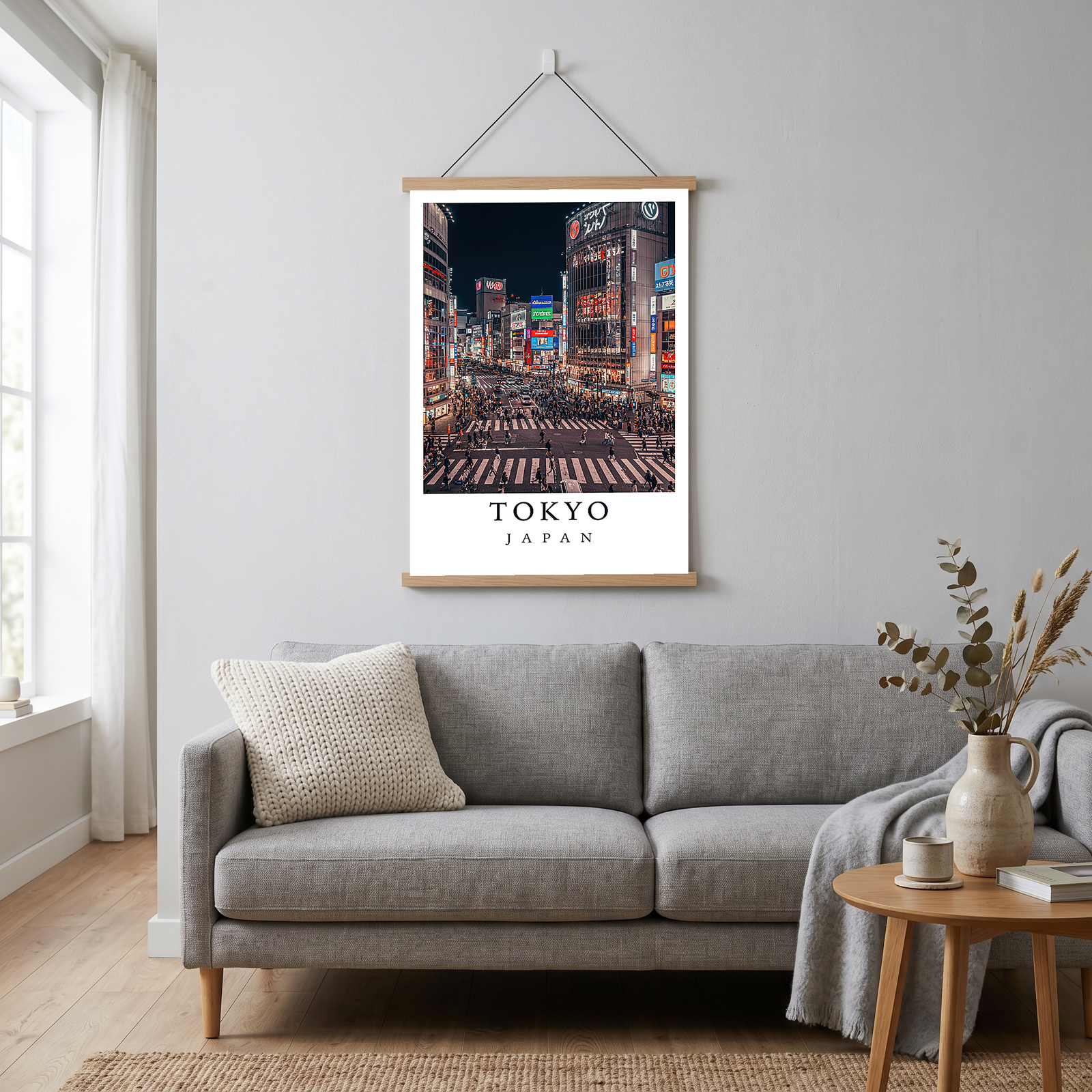 Tokyo Japan Travel Poster — Shibuya Crossing Neon Night Cityscape