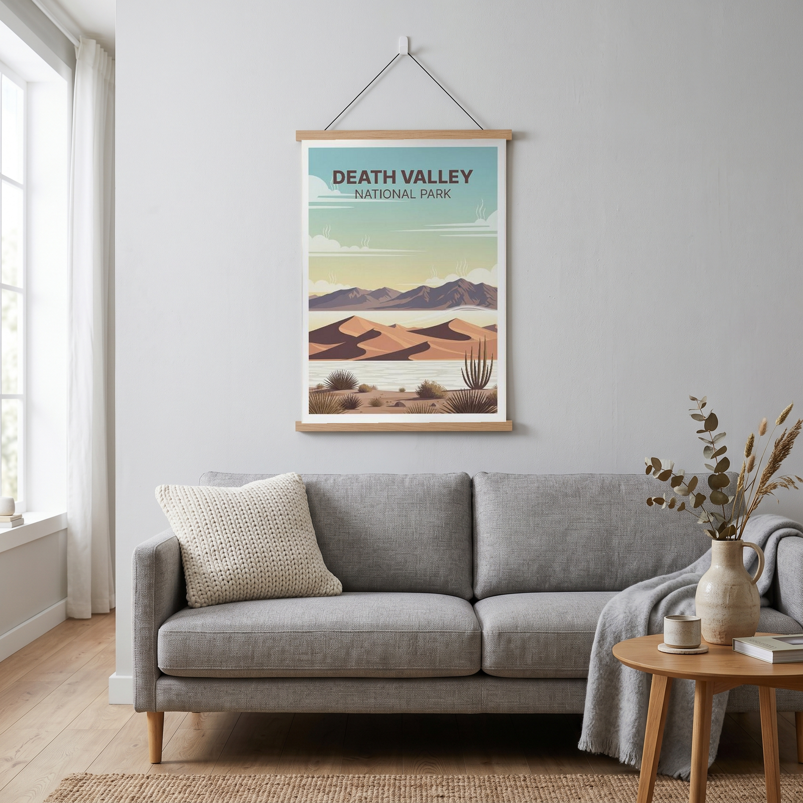 Death Valley National Park Poster — Vintage Sand Dunes Desert Mountain Print