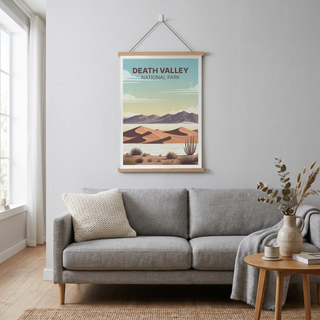 Death Valley National Park Poster — Vintage Sand Dunes Desert Mountain Print