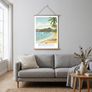 Honolulu Hawaii — Waikiki Beach Diamond Head Wall Art Print