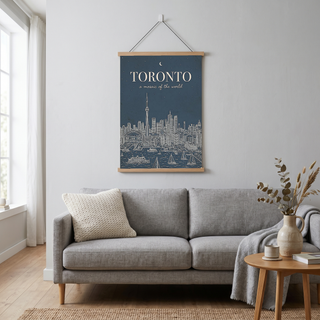Toronto Line Art Print — Steel Navy CN Tower Skyline Harbourfront Wall Art