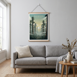 Redwood National Park Poster — Vintage California Towering Forest Print