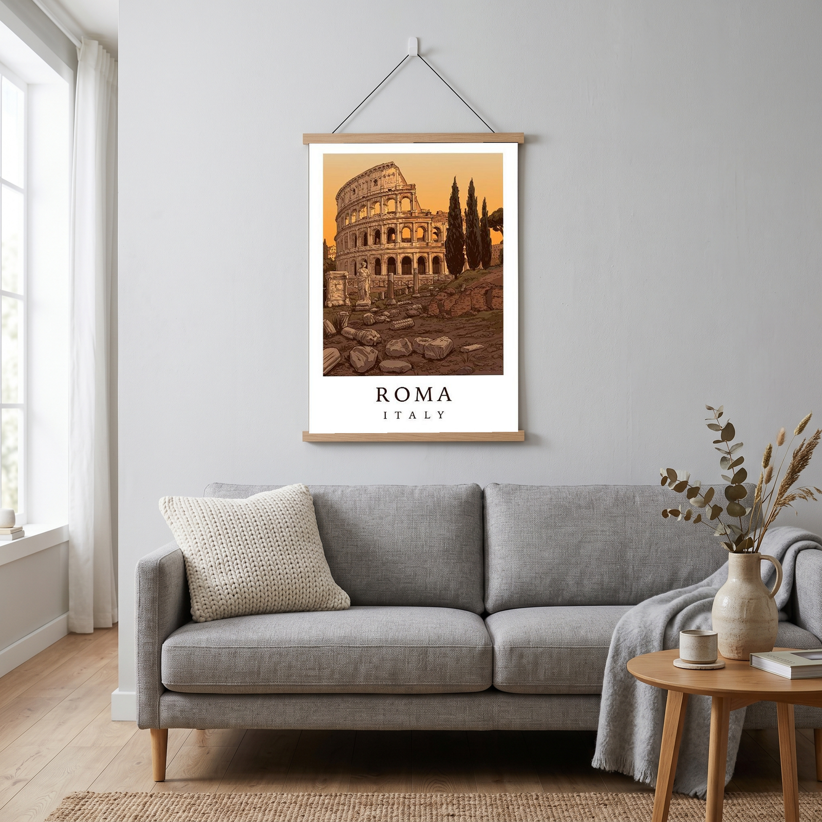 Rome Italy Travel Poster — Colosseum Ancient Ruins Cypress Print