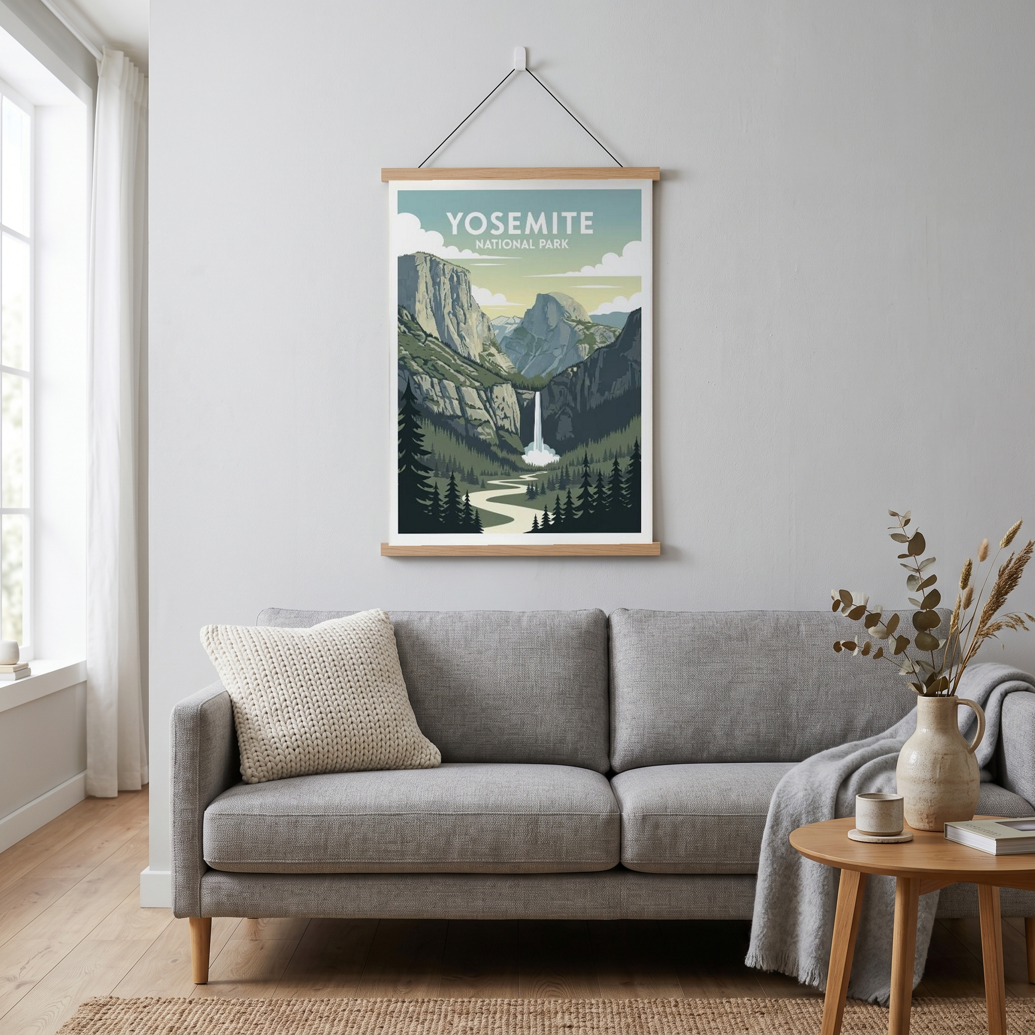 Yosemite National Park Poster — Vintage California El Capitan Half Dome Waterfall Print