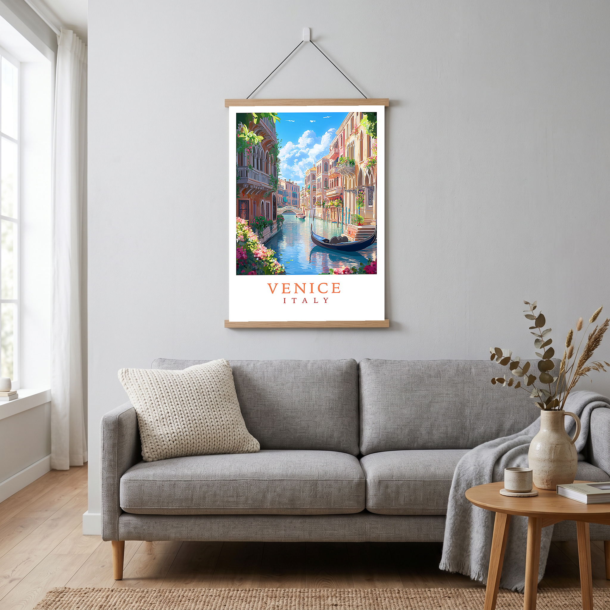 Venice Italy Travel Poster — Vintage Canal Gondola Romance Print
