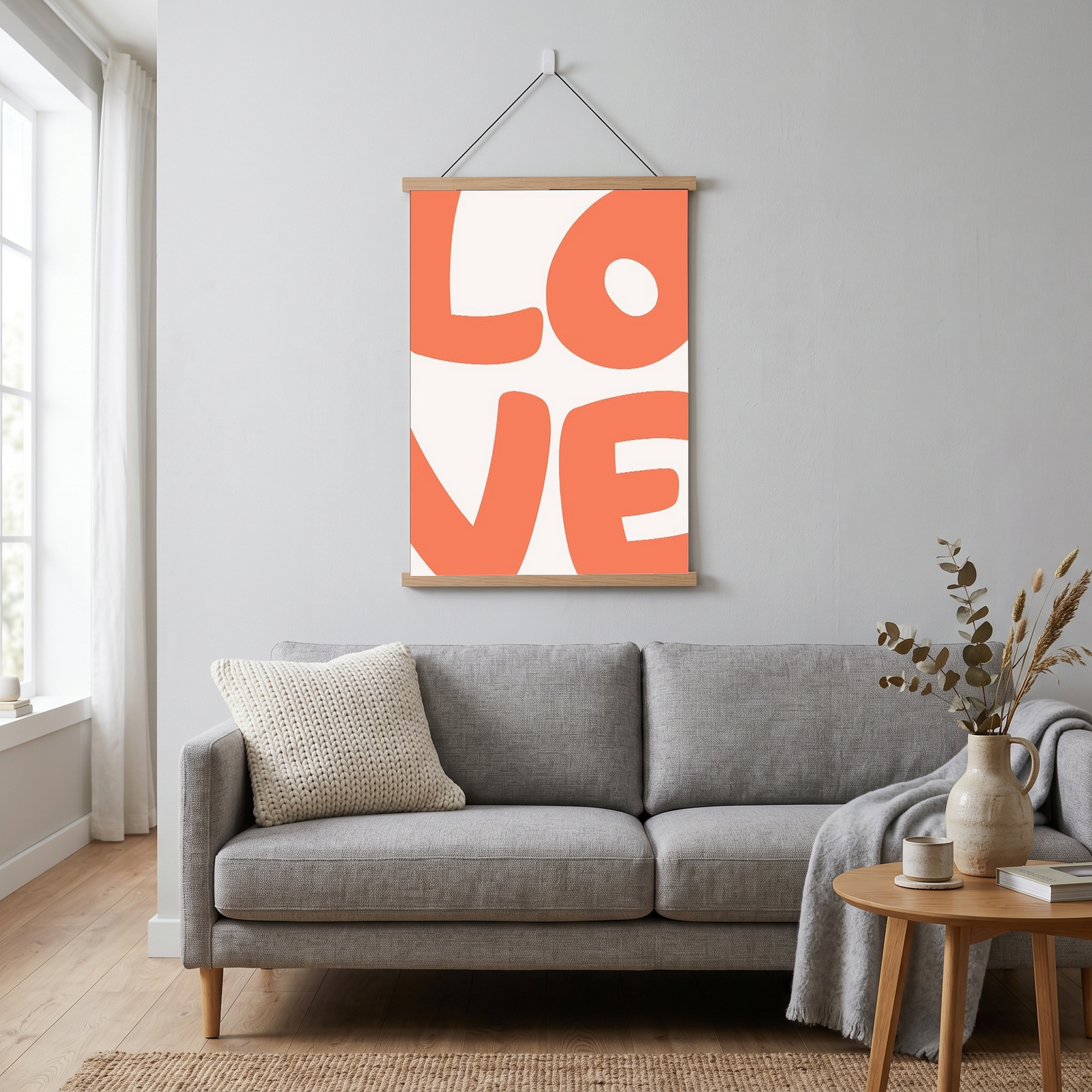 LOVE Poster — Bold Minimalist Typography Orange Wall Art Print