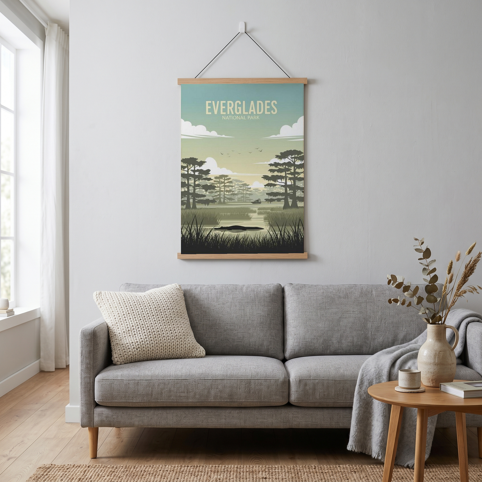 Everglades National Park Poster — Vintage Florida Alligator Cypress Print
