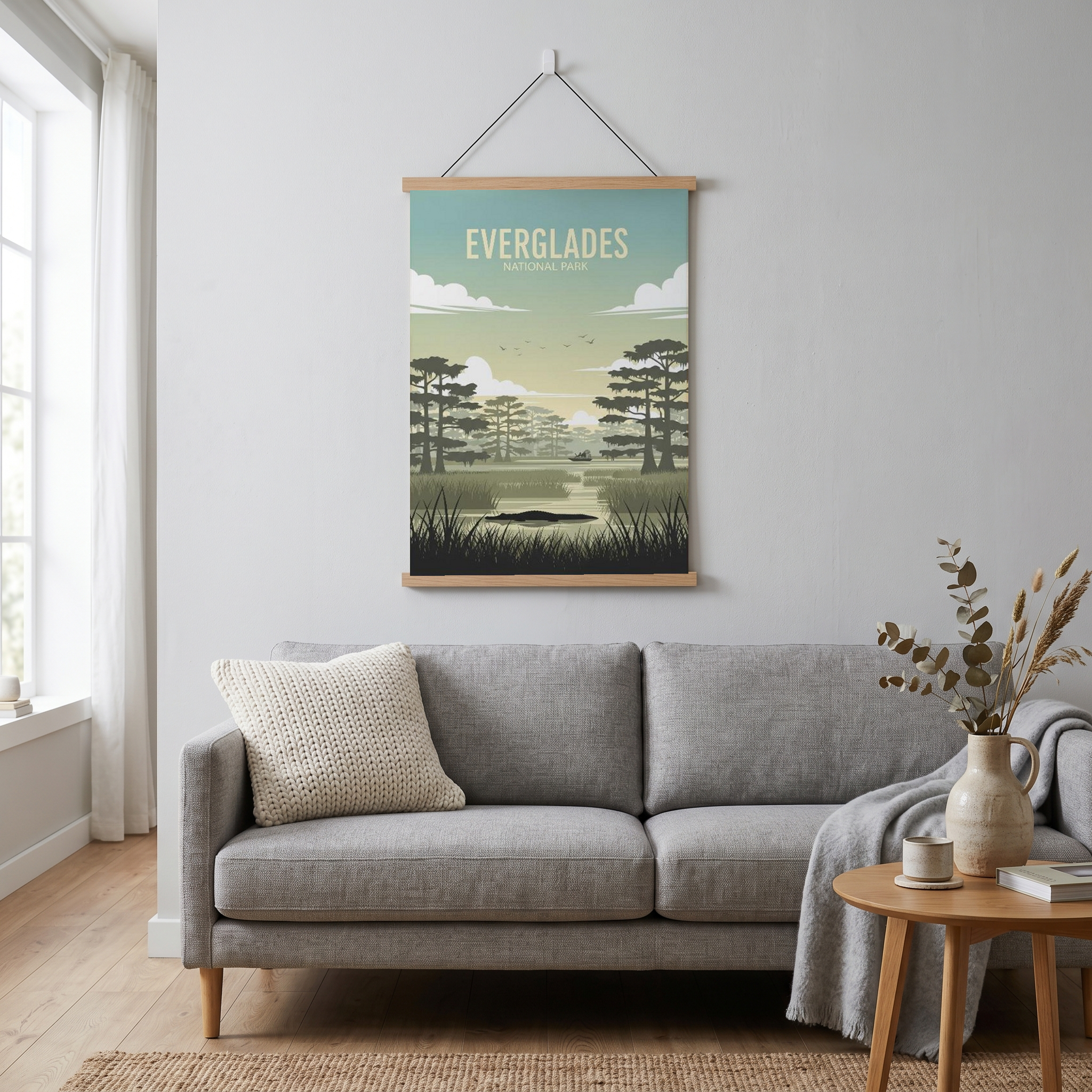 Everglades National Park Poster — Vintage Florida Alligator Cypress Print