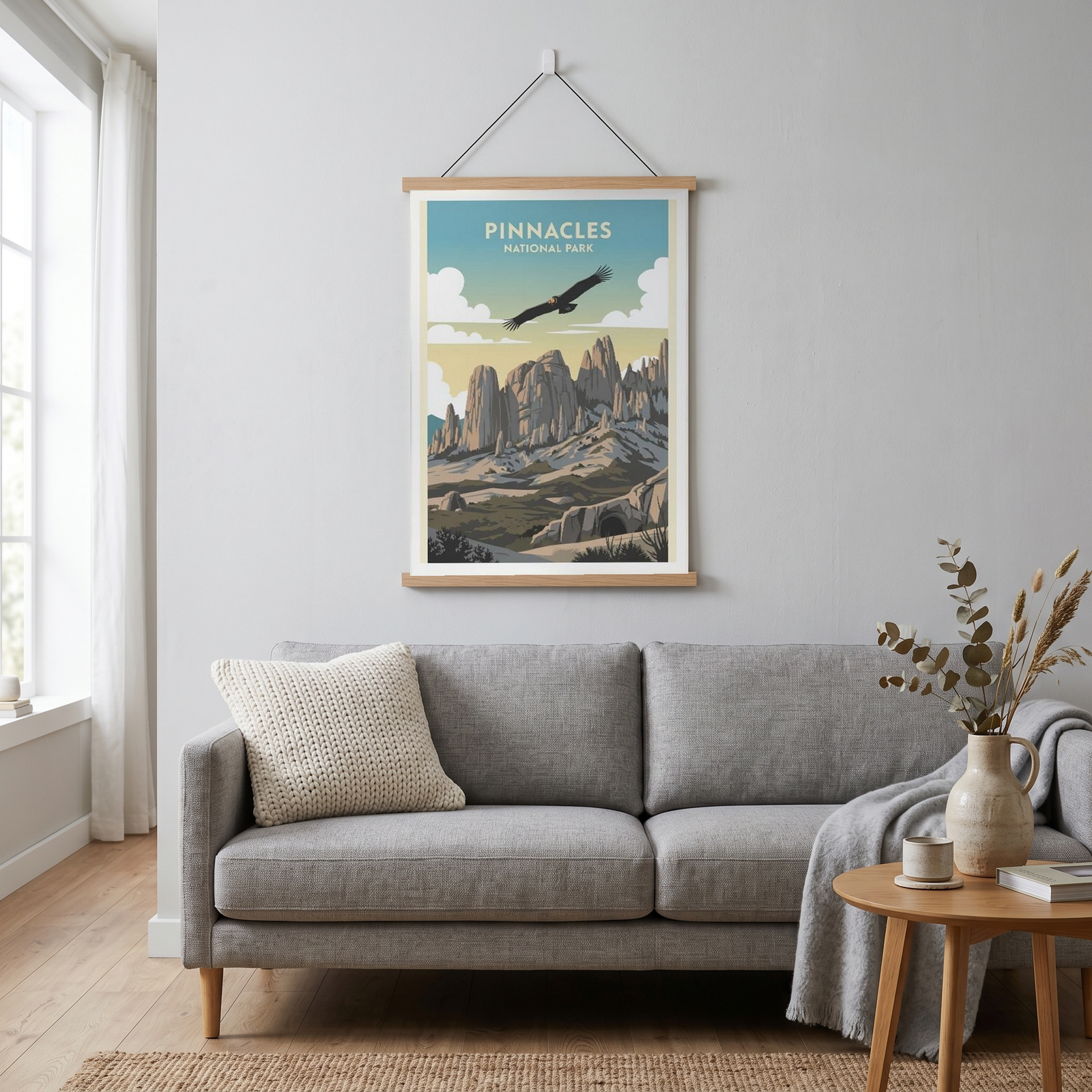 Pinnacles National Park Poster — Vintage California Condor Rock Spires Print