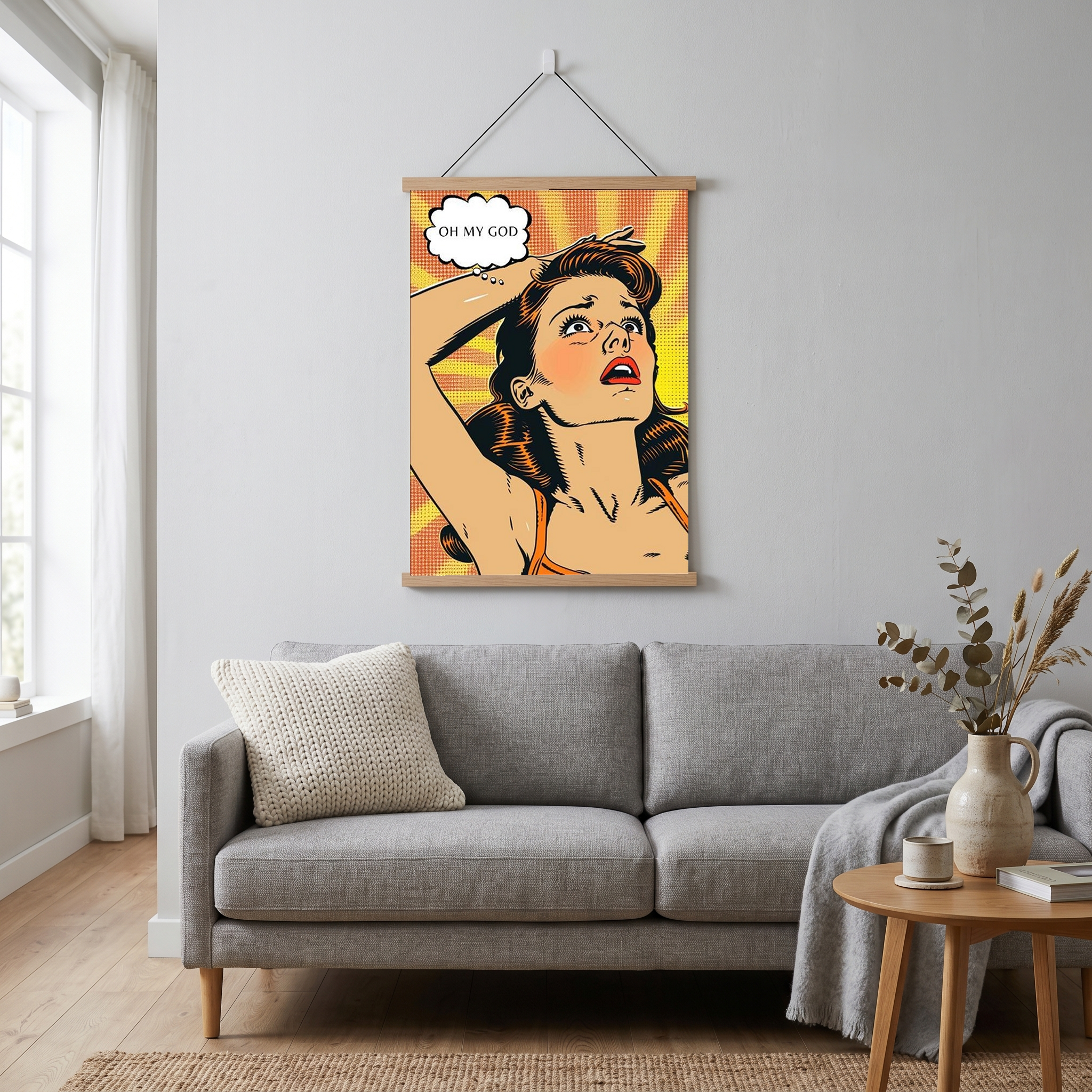 Pop Art Oh My God Poster — Retro Comic Girl Lichtenstein Print