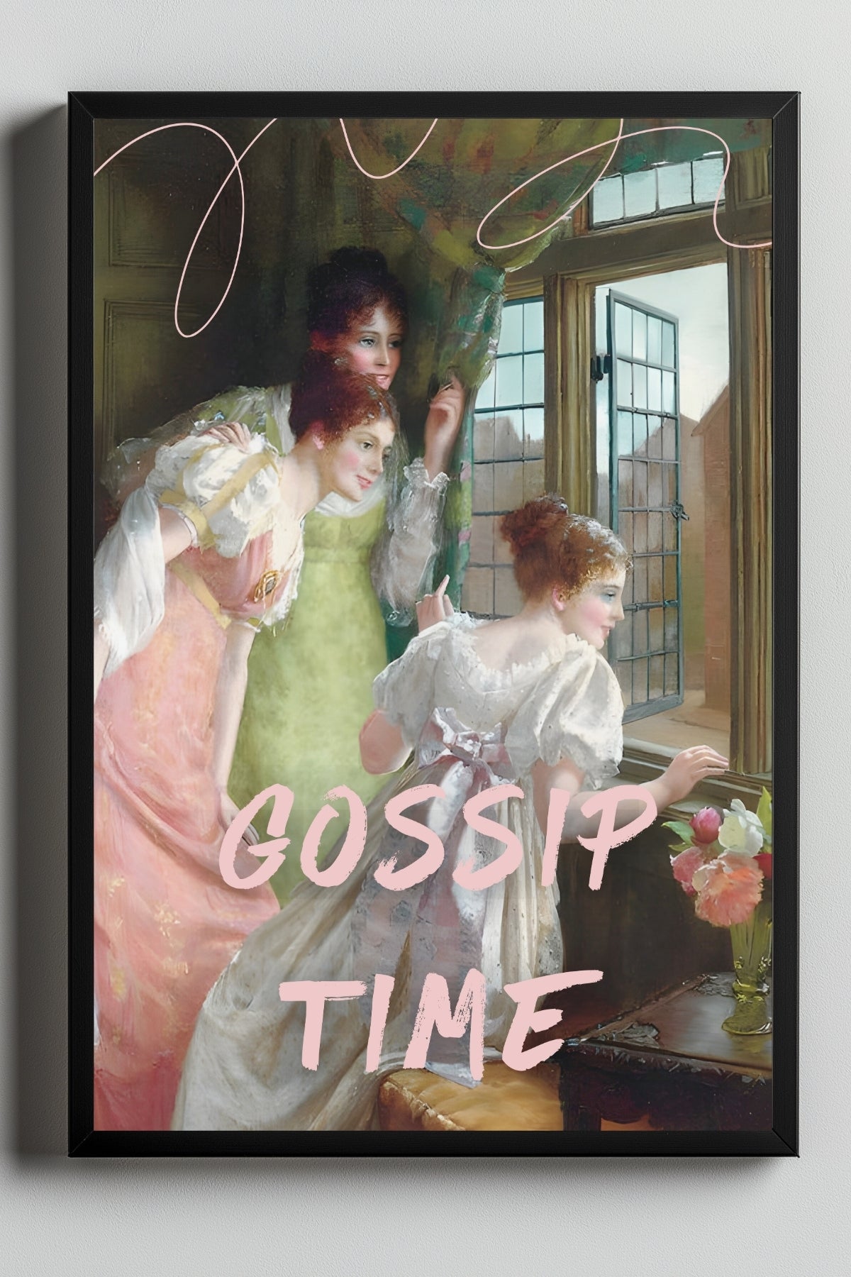 Gossip Time Wall Art Print — Playful Friends Quote Poster
