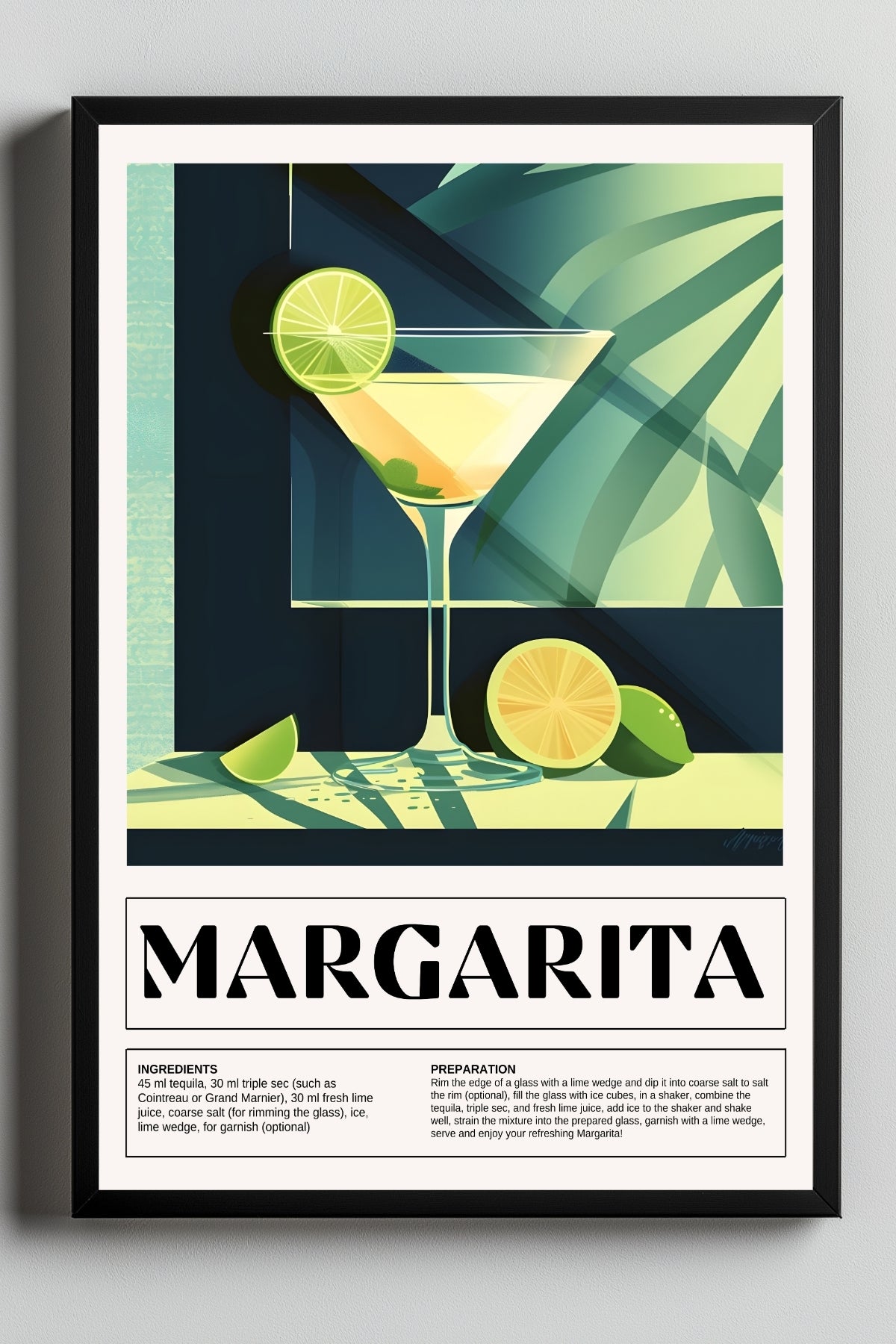 Margarita Wall Art Print — Classic Tequila Cocktail Poster