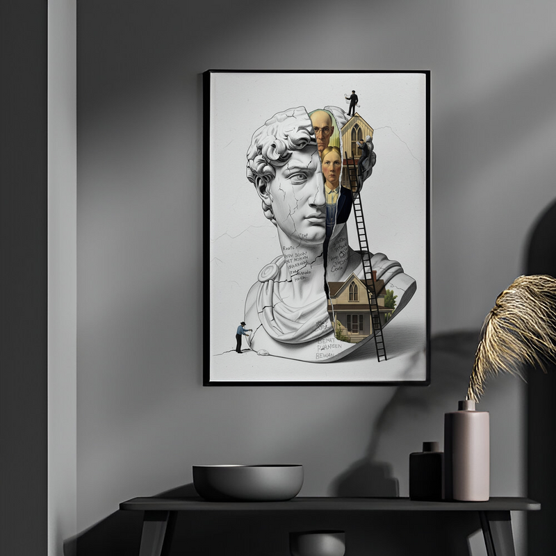 American Gothic Roots — Surreal David Bust Wall Art Print