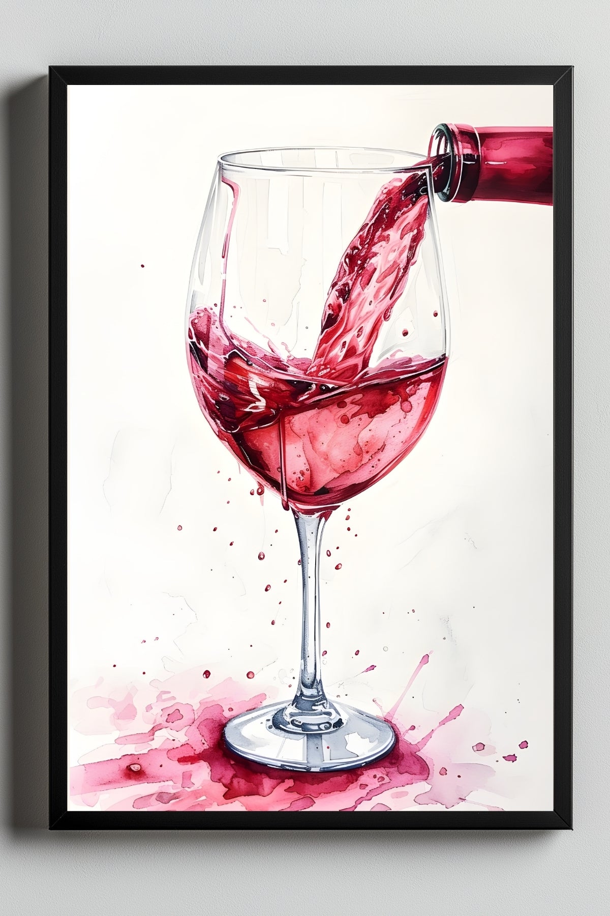 Crimson Cascade Wall Art Print — Red Hair Editorial Fashion Poster