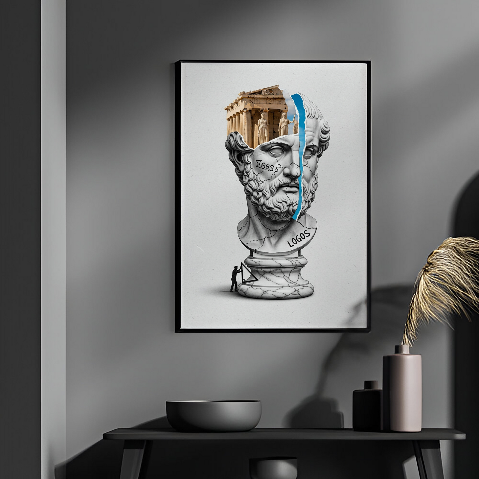 Logos Parthenon — Surreal Philosopher Bust Wall Art Print