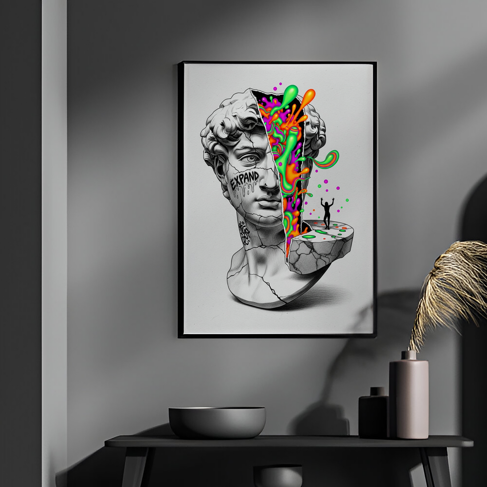 Expand Pop Art — Surreal David Bust Wall Art Print
