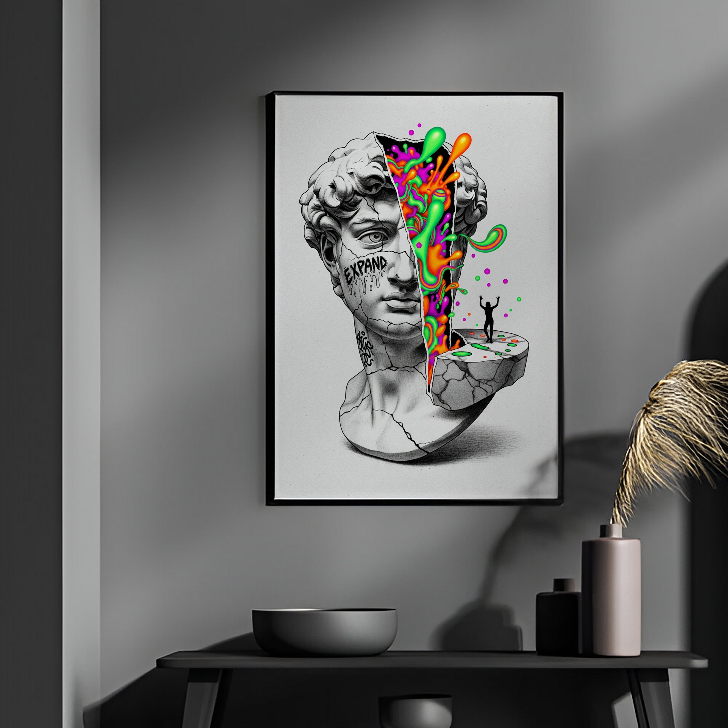 Expand Pop Art — Surreal David Bust Wall Art Print
