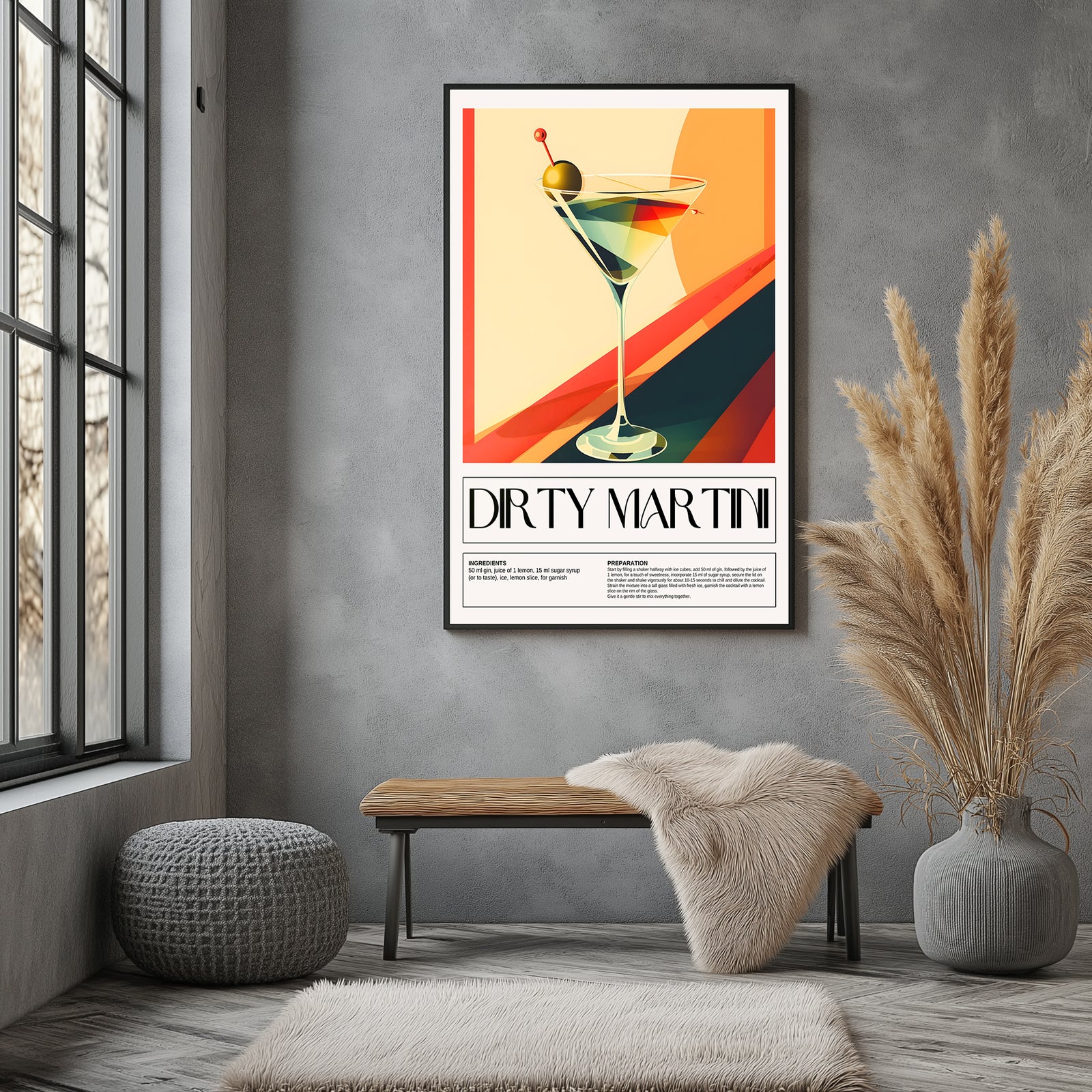 Dirty Martini Wall Art Print — Classic Olive Cocktail Poster