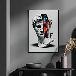 Neon Noir — Surreal David Bust Wall Art Print