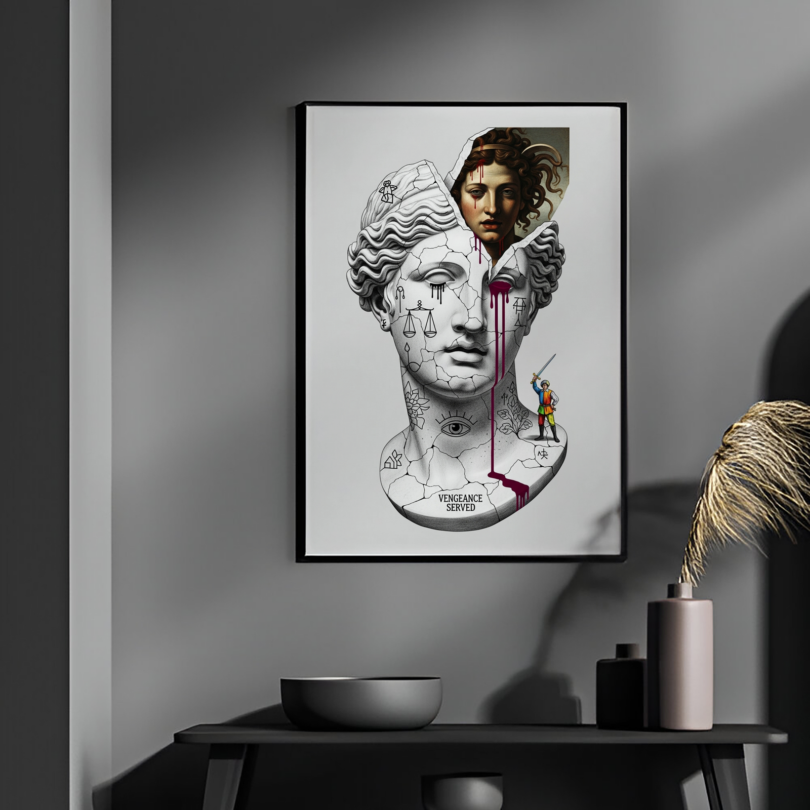 Vengeance Served Medusa V2 — Surreal Greek Mythology Wall Art Print