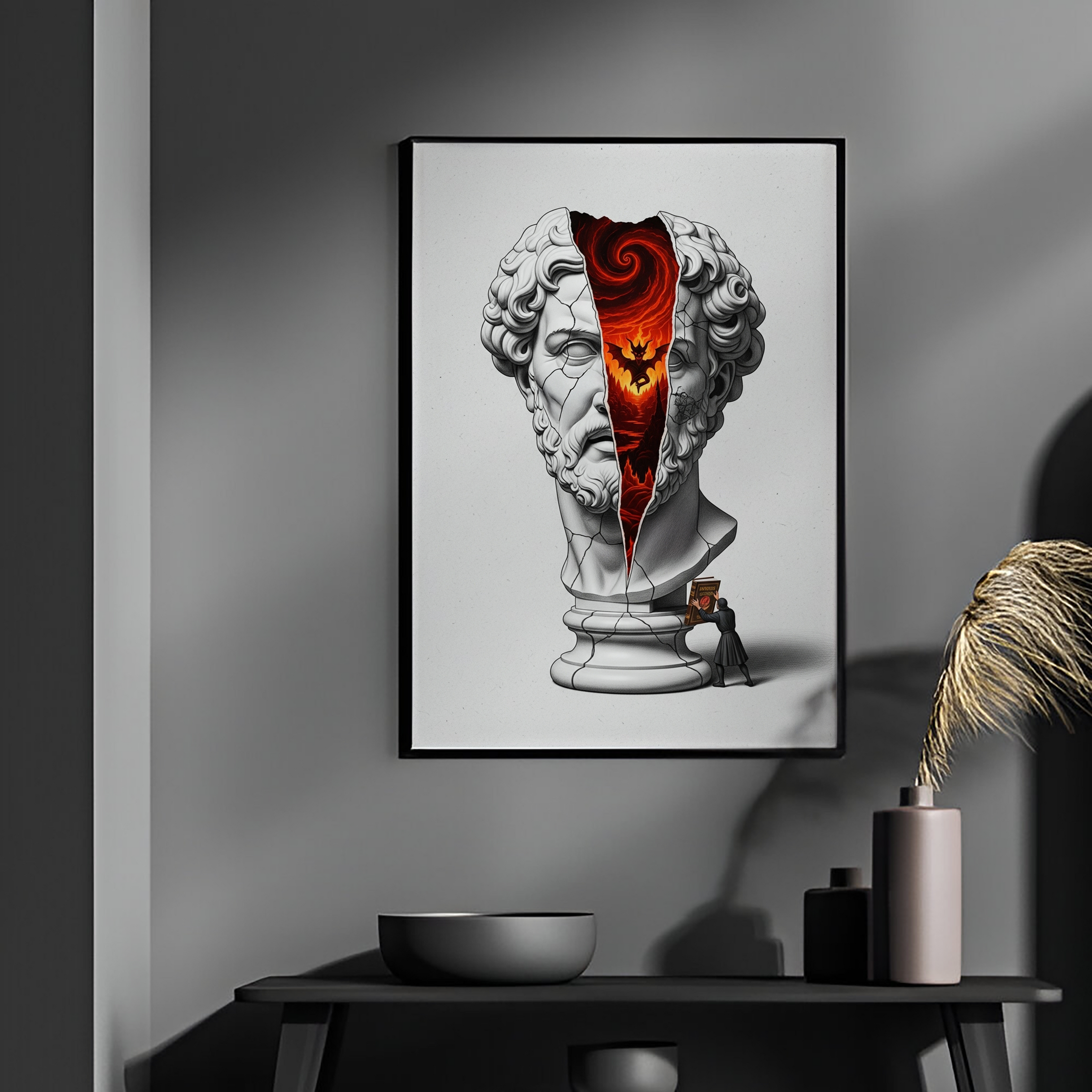 Inferno — Surreal Zeus Bust Wall Art Print