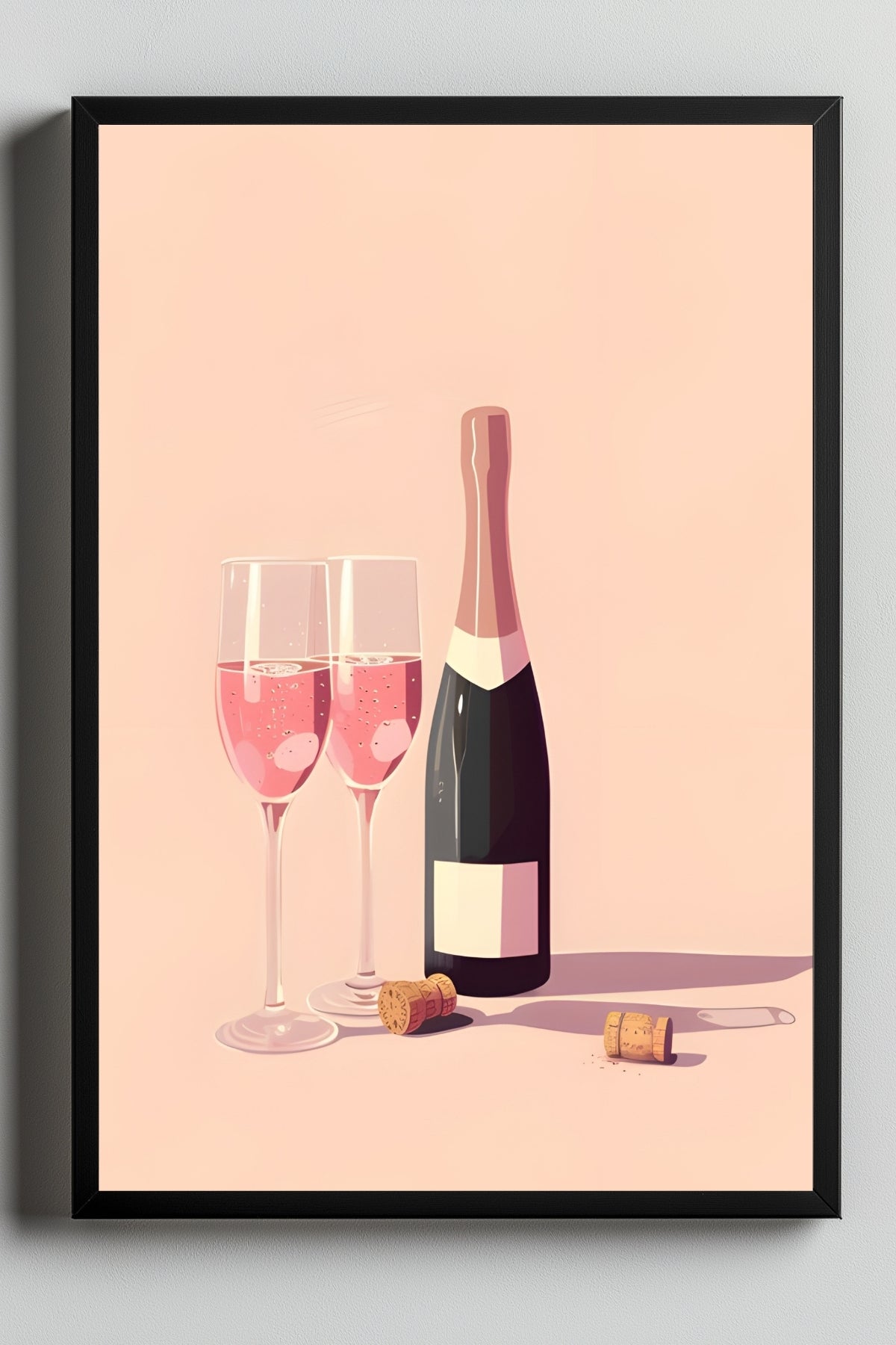 Blush & Bubbles Wall Art Print — Pink Champagne Aesthetic Poster