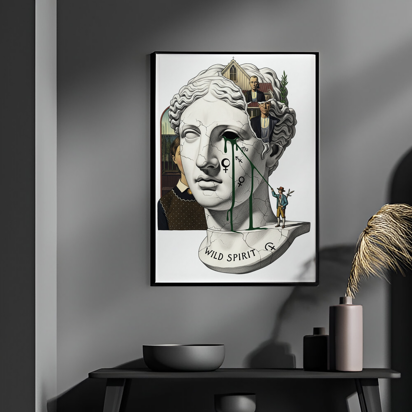 Wild Spirit American Gothic — Surreal Grant Wood Wall Art Print