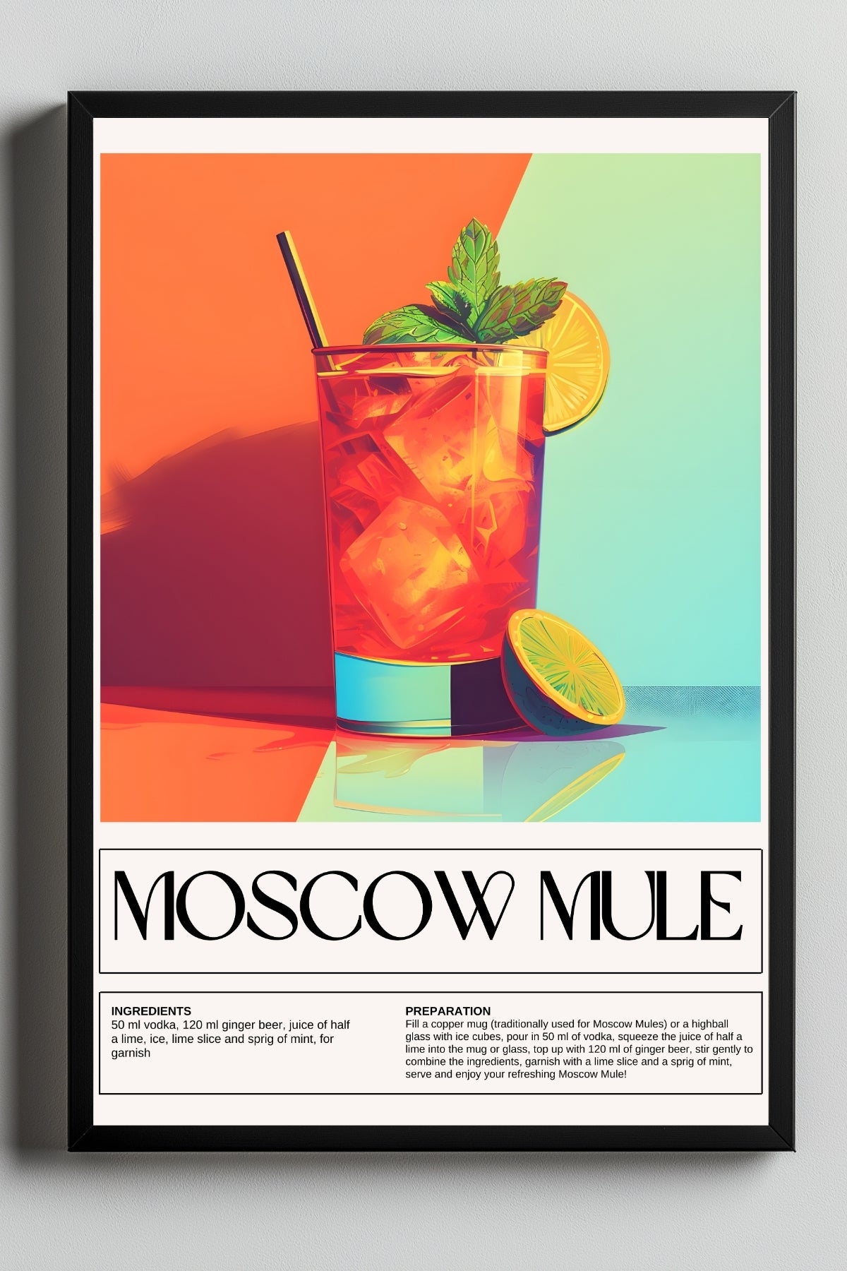 Moscow Mule Wall Art Print — Classic Vodka Ginger Cocktail Poster