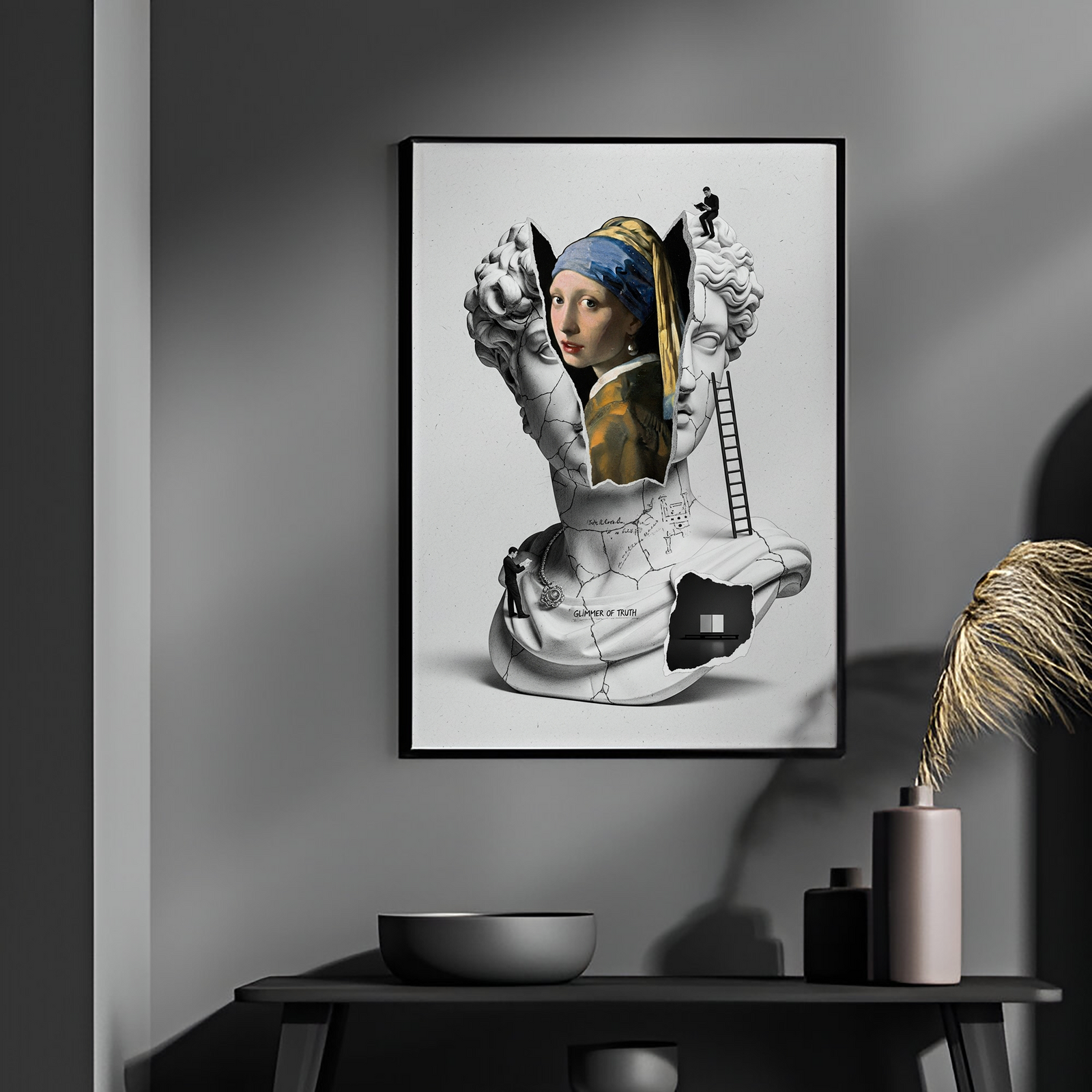 Glimmer of Truth — Vermeer's Girl with a Pearl Earring Wall Art Print