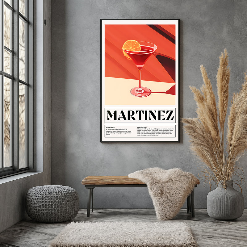 Martinez Wall Art Print — Vintage Pre-Prohibition Cocktail Poster