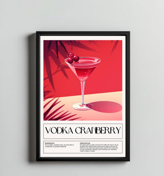Vodka Cranberry Wall Art Print — Classic Pink Cocktail Poster