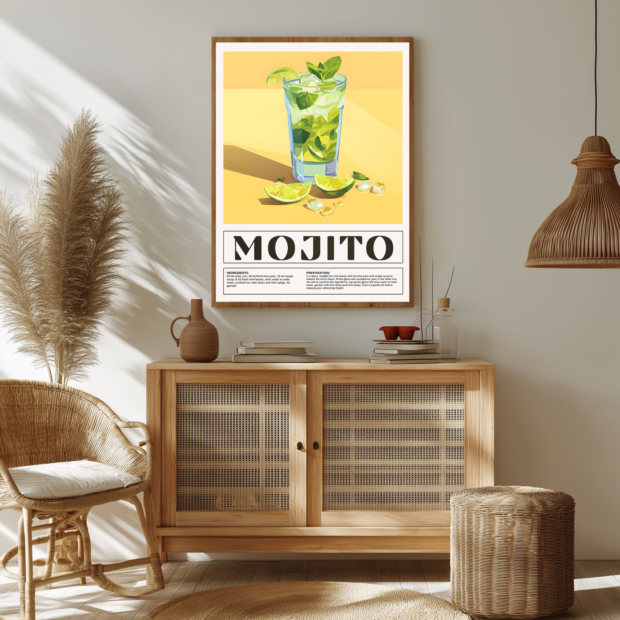 The Mojito Wall Art Print — Classic Cuban Rum Cocktail Poster