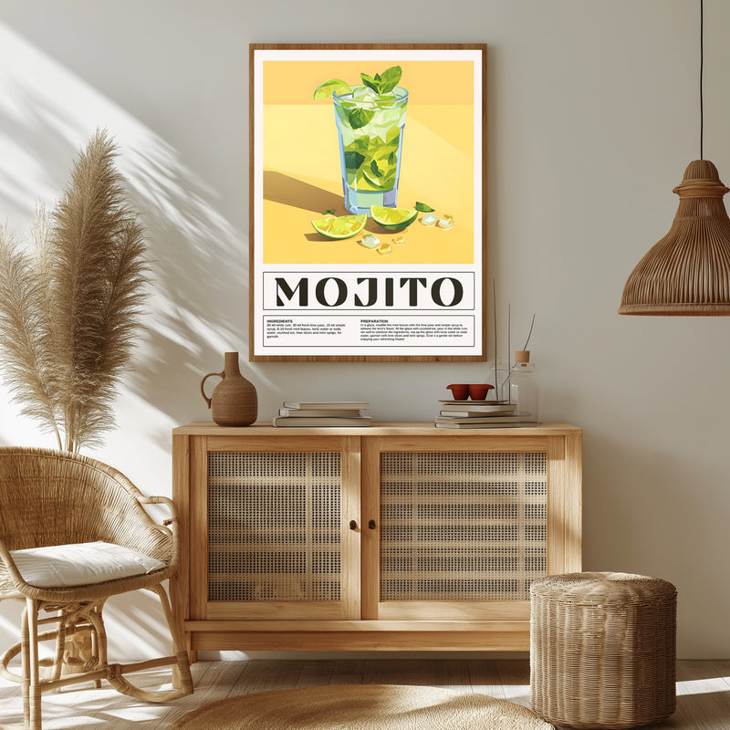 The Mojito Wall Art Print — Classic Cuban Rum Cocktail Poster