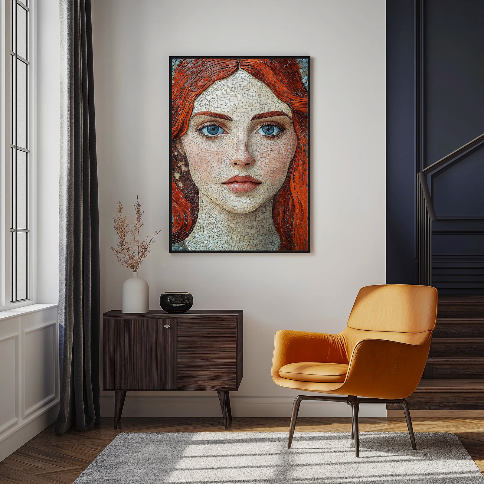 Stone and Stare Wall Art Print — Mosaic Portrait Poster