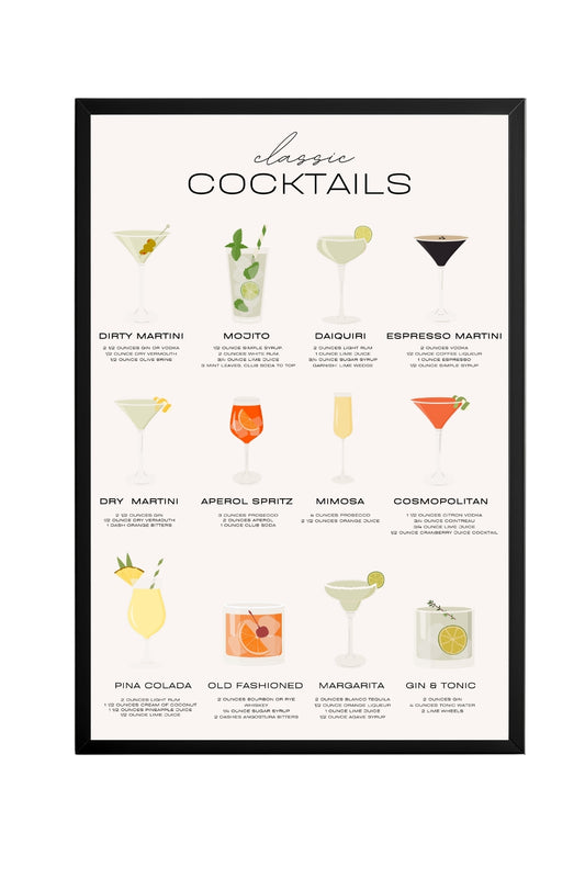 Classic Cocktails –  Tablo Boyutlarında ve Yüksek Kaliteli Poster