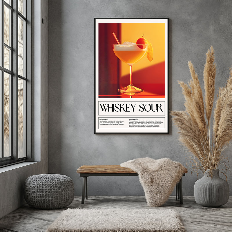Whiskey Sour Wall Art Print — Classic Bourbon Cocktail Poster