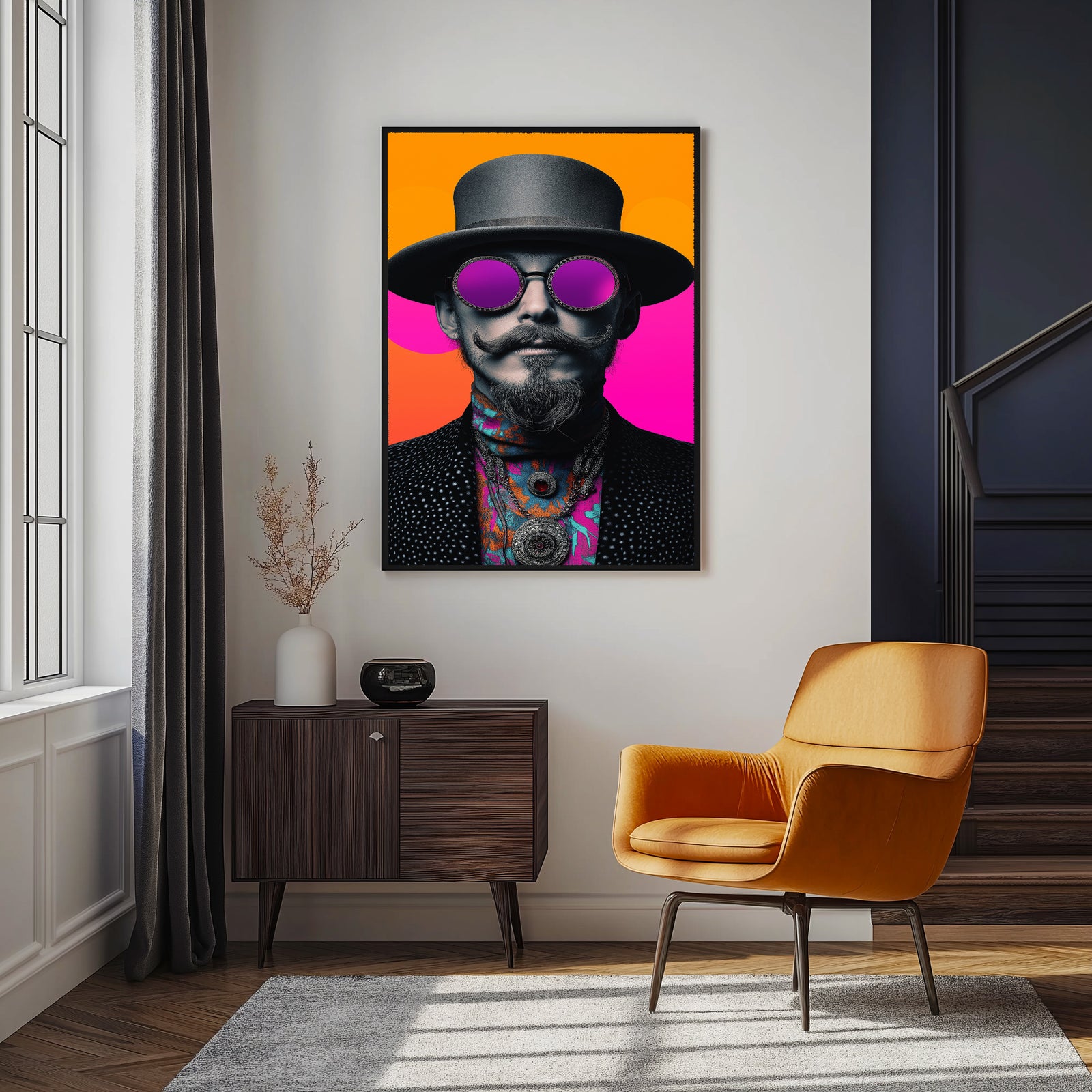 Neon Mystique Wall Art Print — Mysterious Pop Portrait Poster