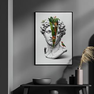 Nature Collage — Surreal Apollo Bust Wall Art Print