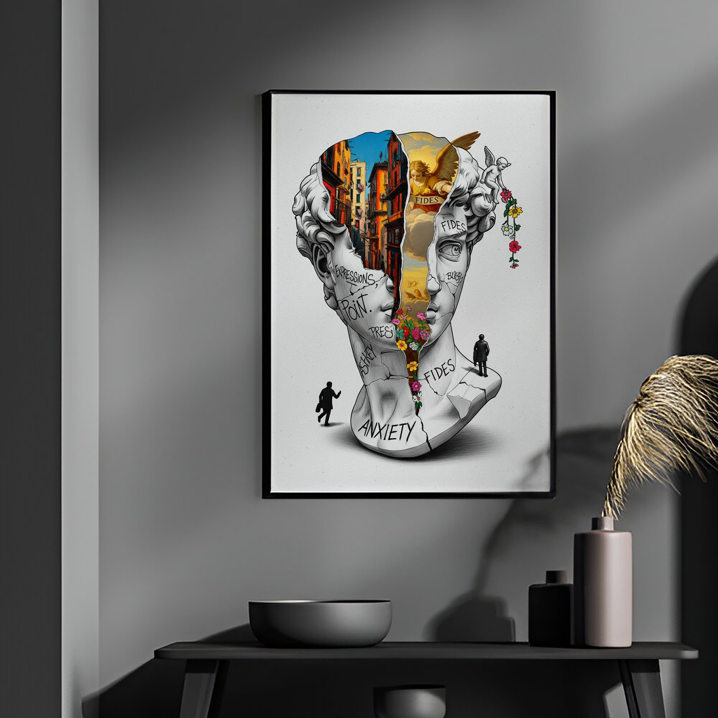 Anxiety & Faith — Surreal David Bust Wall Art Print