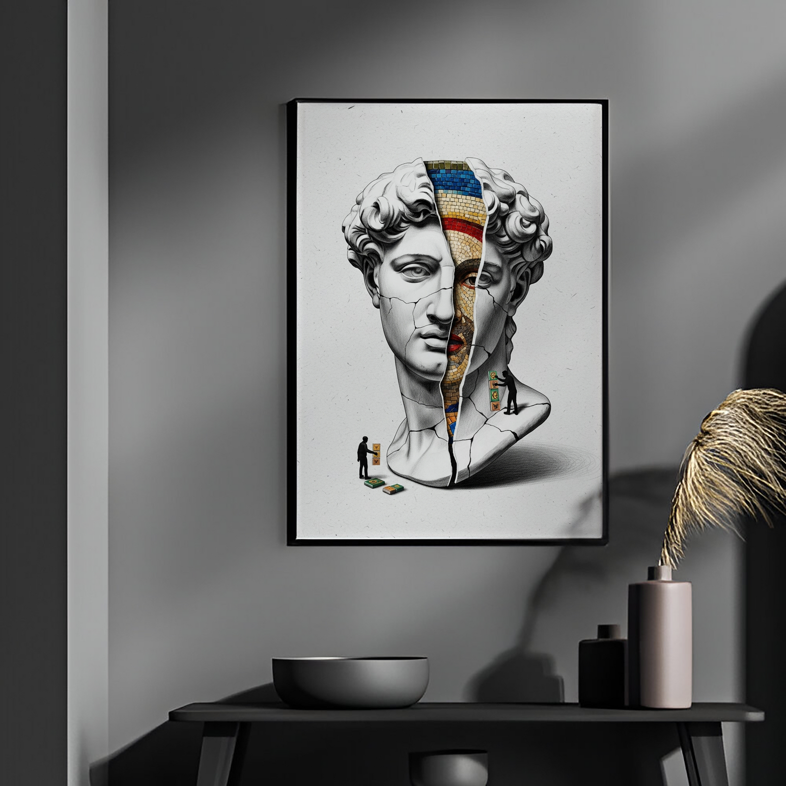 Mosaic — Surreal David Bust Wall Art Print
