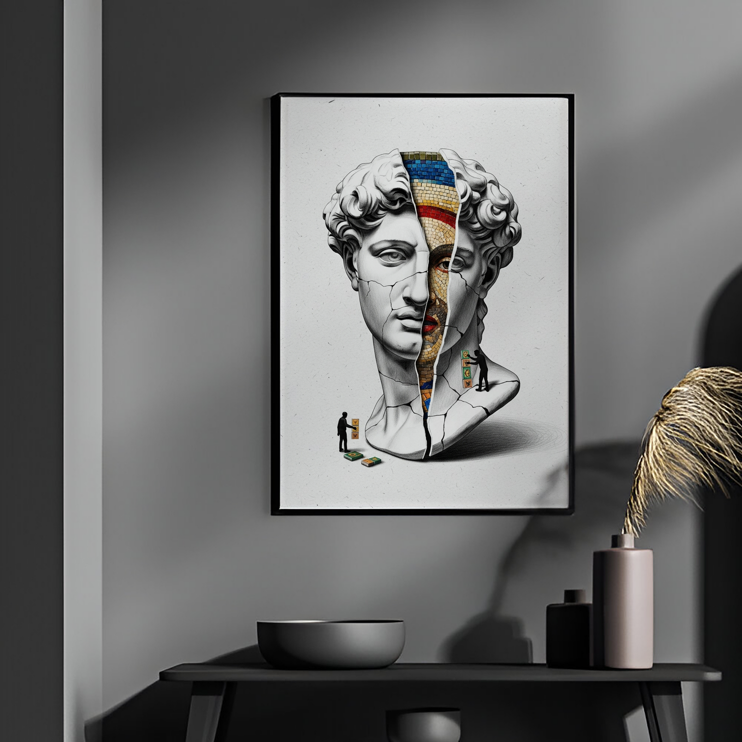 Mosaic — Surreal David Bust Wall Art Print