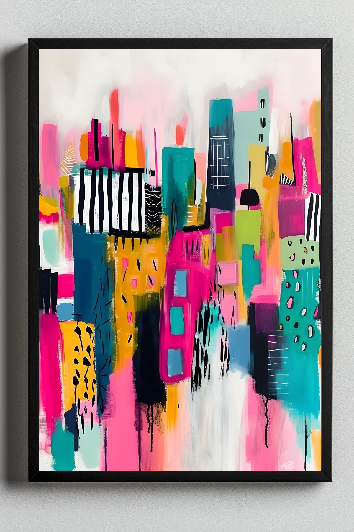 Neon Cityscape Wall Art Print — Urban Skyline Poster