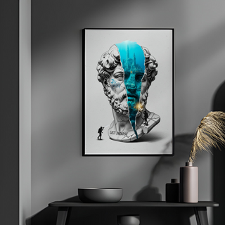 Lost Paradise Atlantis — Surreal Poseidon Bust Wall Art Print