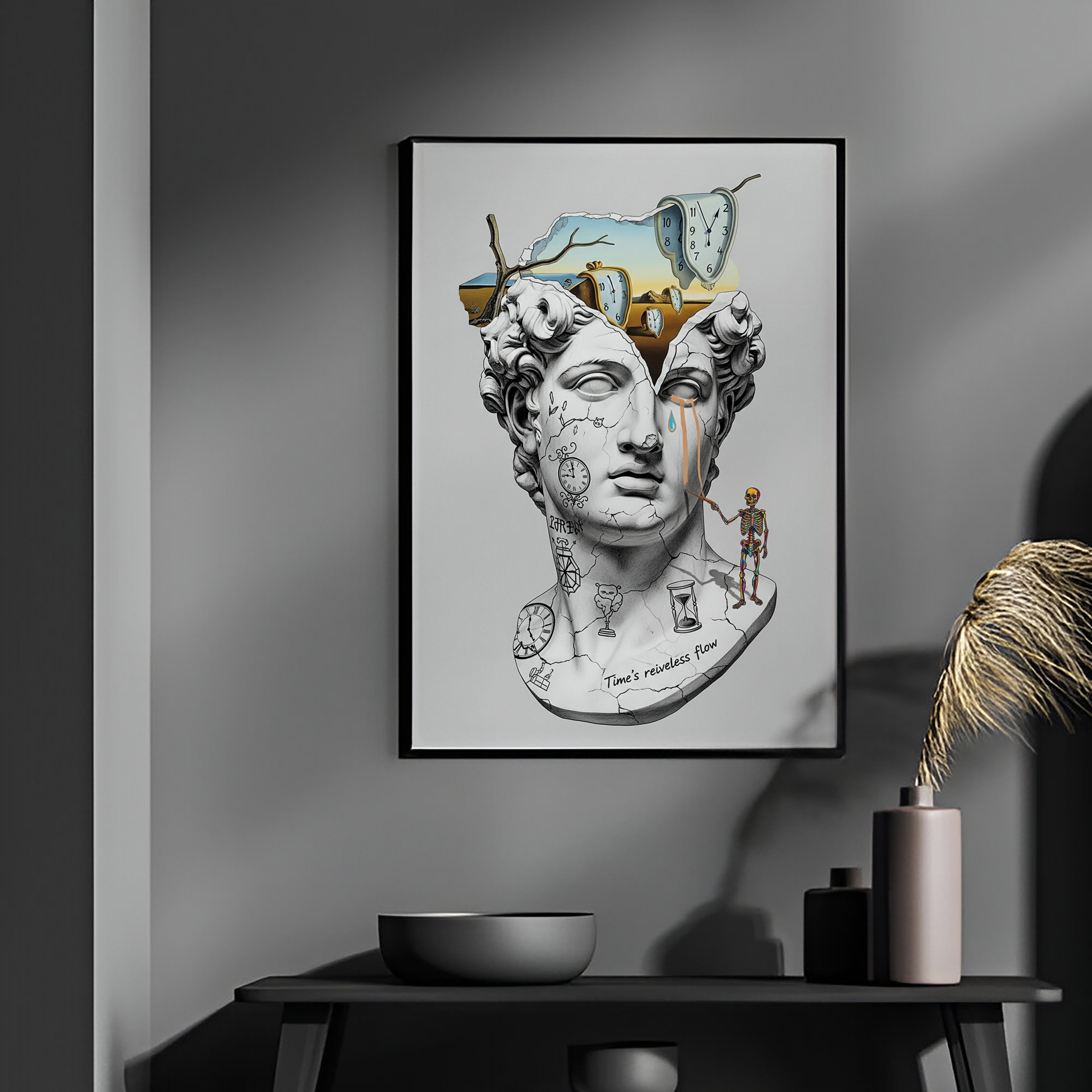 Flow of Time Dali — Surreal Melting Clocks Wall Art Print