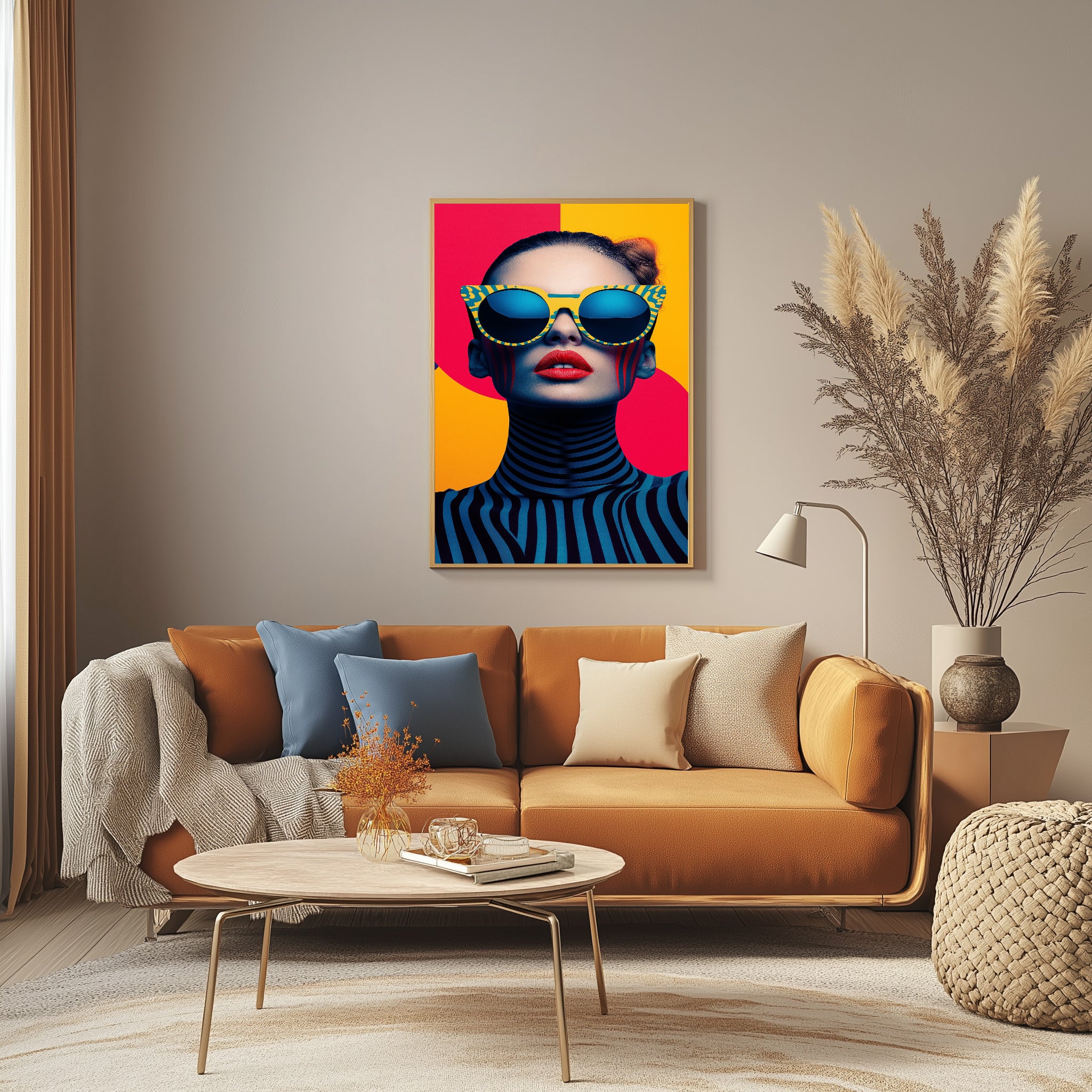 Electric Elegance Wall Art Print — Bold Pop Portrait Poster