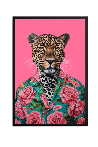 Floral Leopard Tablo Boyutlarında ve Yüksek Kaliteli Poster